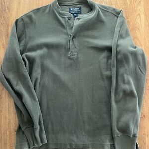 Filson Men's Olive Green Waffle Knit Henley